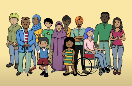 Animated image of ethnically diverse people