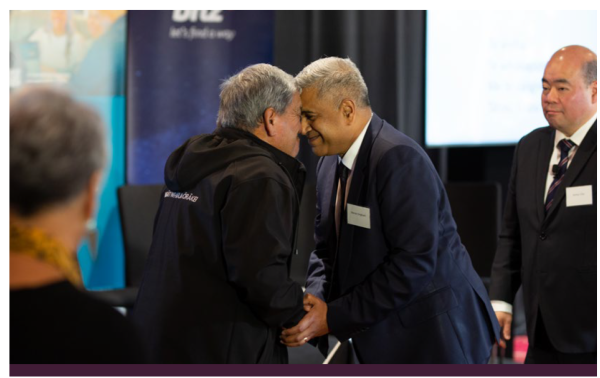 Image of CE Mervin Singham welcoming local iwi