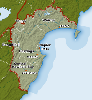 Local government map of Hawke's Bay